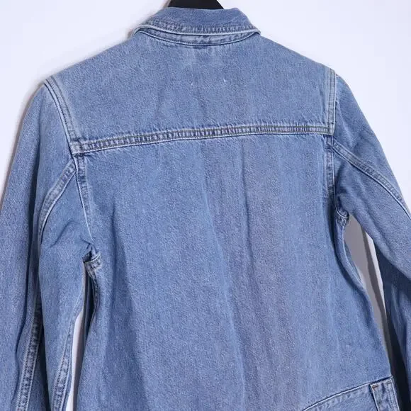 GANNI Washed Denim Long Sleeve Mini Dress Indigo Long Sleeve Women's 36/ US 4 - Picture 7 of 9